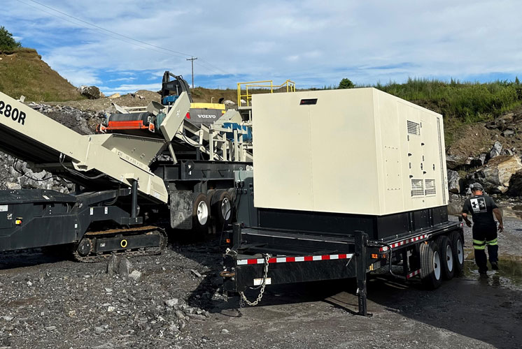 Towable generators for mobile aggregate sites.